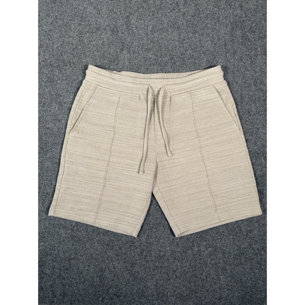 Arne Cavour Woven Blend Shorts Mens Large Beige Gray Pockets Elastic Waist